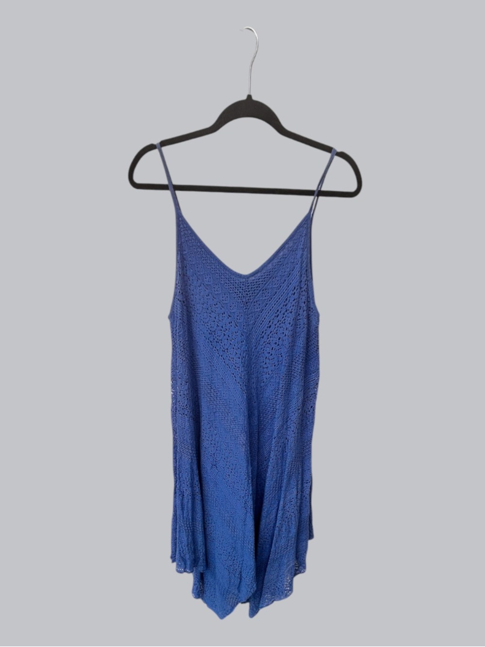 Women's Blue Crochet Dress with Spaghetti Straps